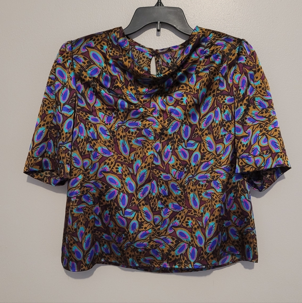 Vintage Feather Print Blouse